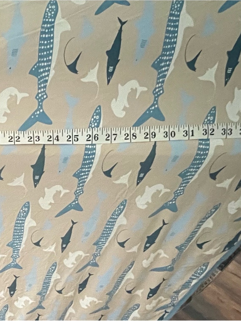 Kickee Pants Shark Print Cotton Blanket - Blue & Cream - Picture 5 of 6
